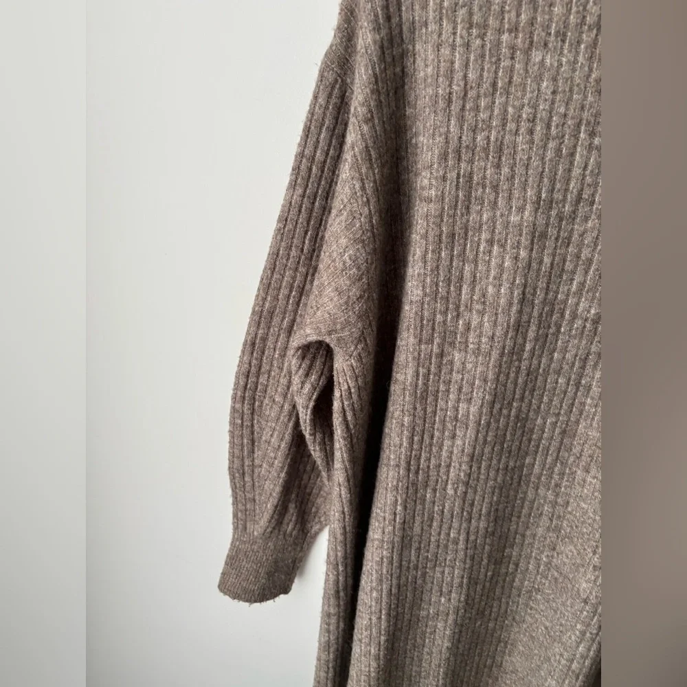 H&M Long Ribbed Duster Cardigan  Balloon Sleeve Cozy Layer L - Picture 10 of 10